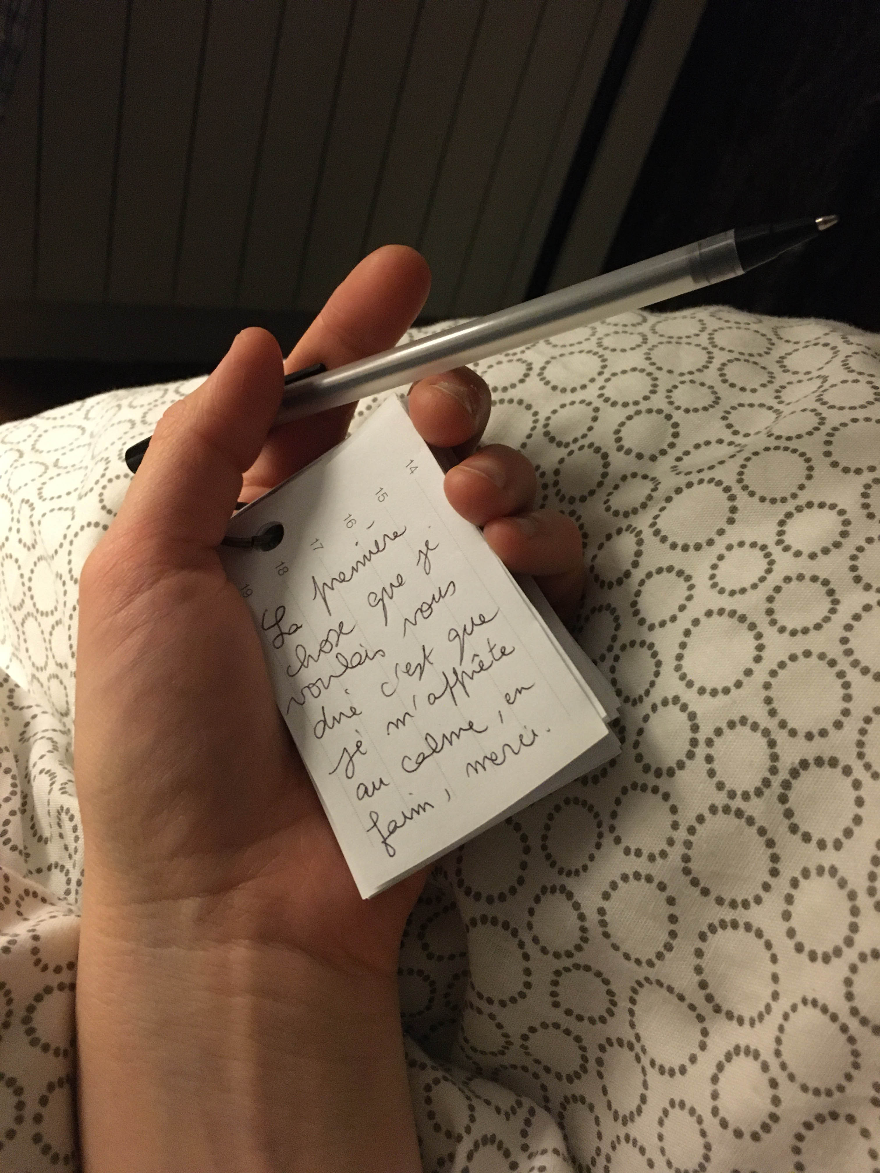 La première chose que je voulais vous dire, de nuit.